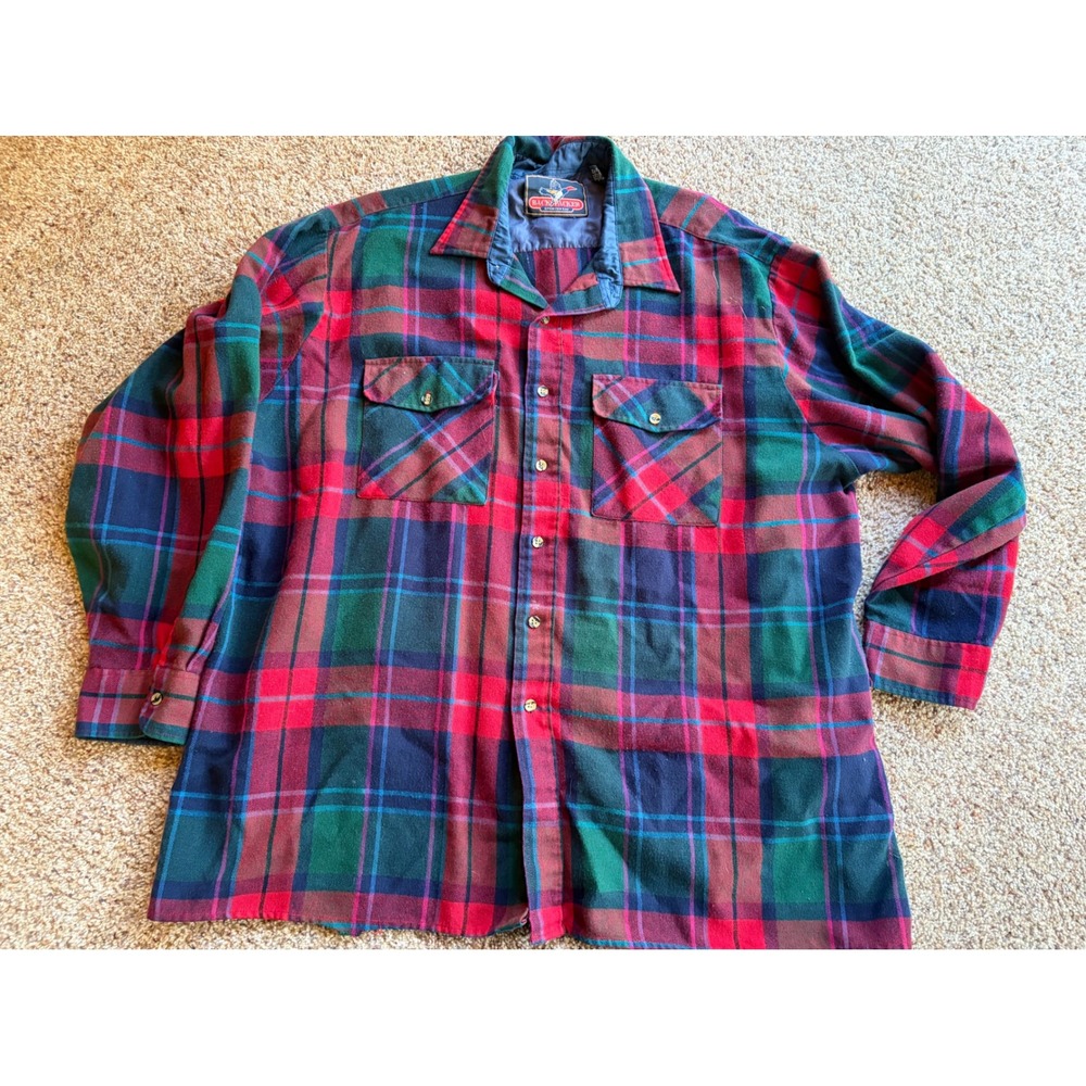 Backpacker VTG Sportswear Mens XXL Plaid Flannel  Red Green Blue Long Sleeve